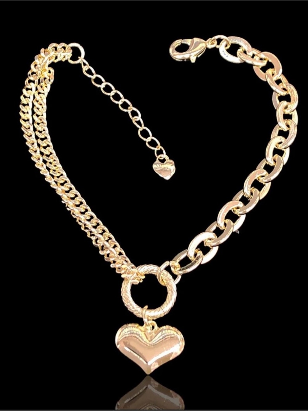 Gold Filled Heart Charm Chain bracelet - Women's Jewelry